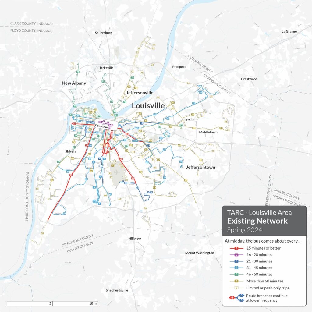 TARC Louisville Existing Network Map